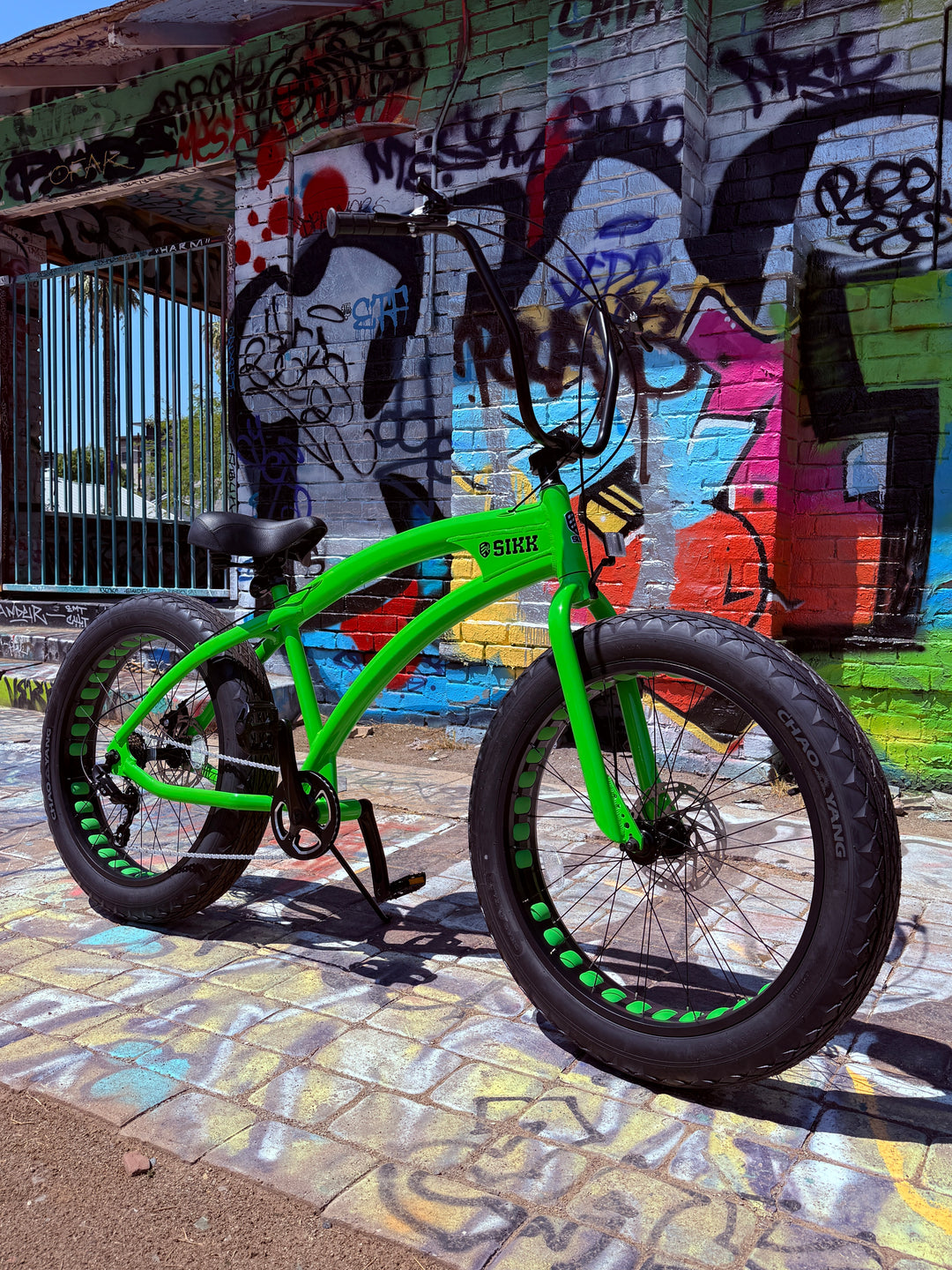 *NEW COLOR* SIKK SS Aluminum Green Frame 7 Speed UFO Fat Tire Cruiser - SIKK BICYCLES