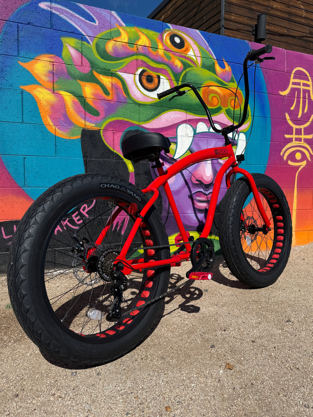**New Color!** SIKK UFO Fat Tire 7 Speed Red Frame Black Wheels - SIKK BICYCLES