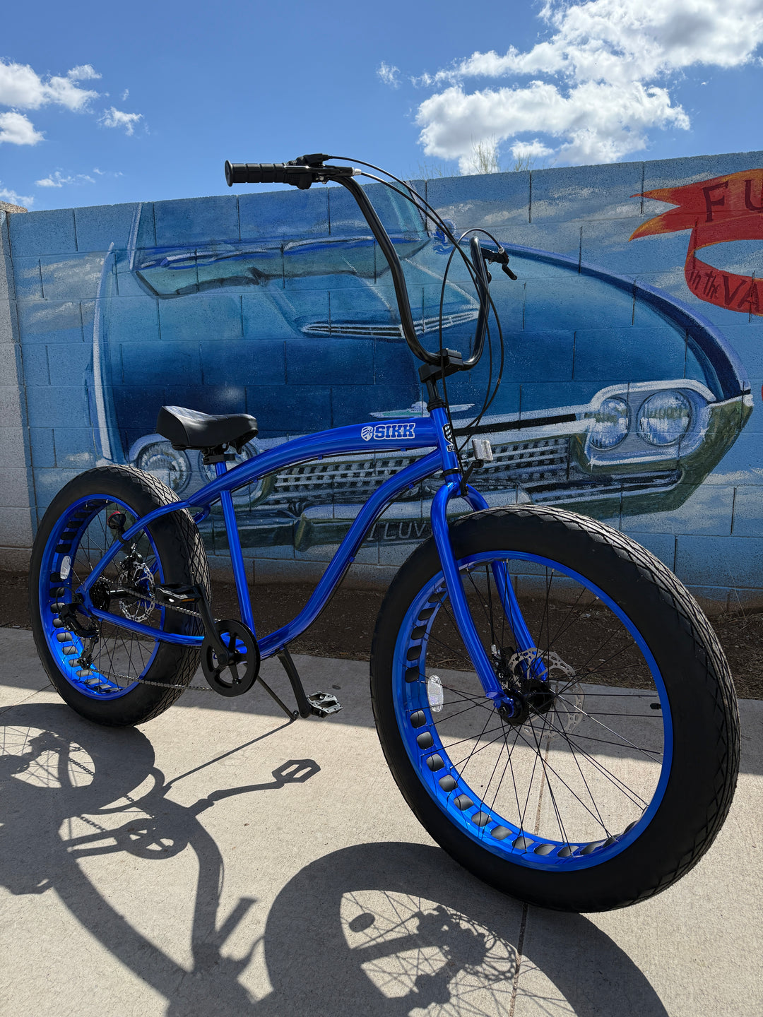 **New Color!** SIKK UFO Fat Tire 7 Speed Blue Frame Blue Wheels - SIKK BICYCLES