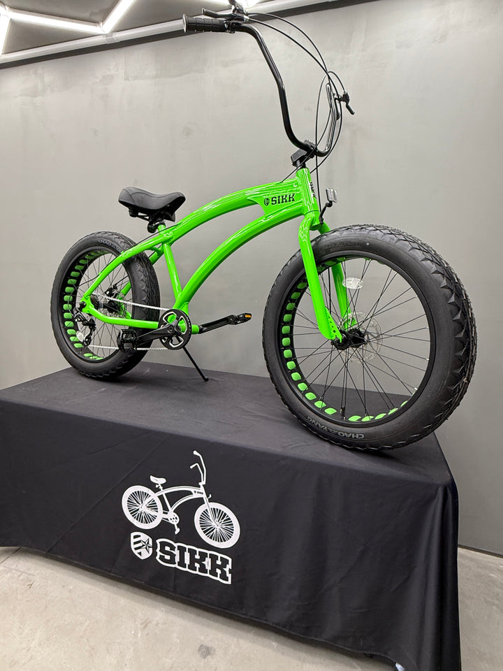 SIKK SS Aluminum Green Frame 7 Speed UFO Fat Tire Cruiser - SIKK BICYCLES