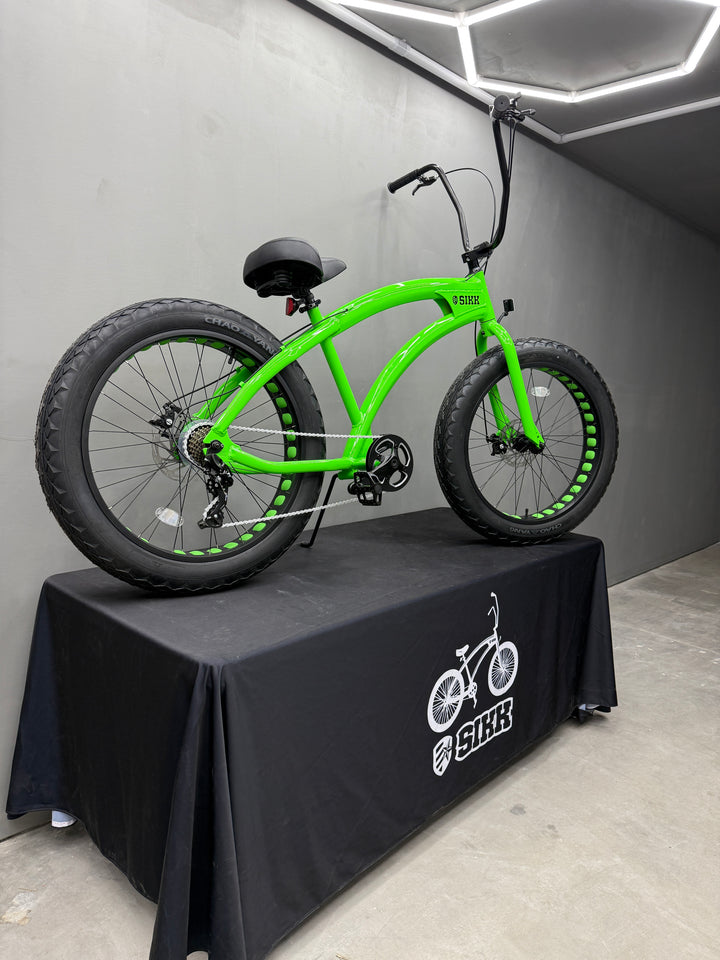 SIKK SS Aluminum Green Frame 7 Speed UFO Fat Tire Cruiser - SIKK BICYCLES
