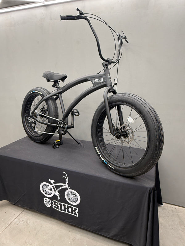 SIKK SS Aluminum Frame Flat Black 7 Speed UFO Fat Tire Cruiser