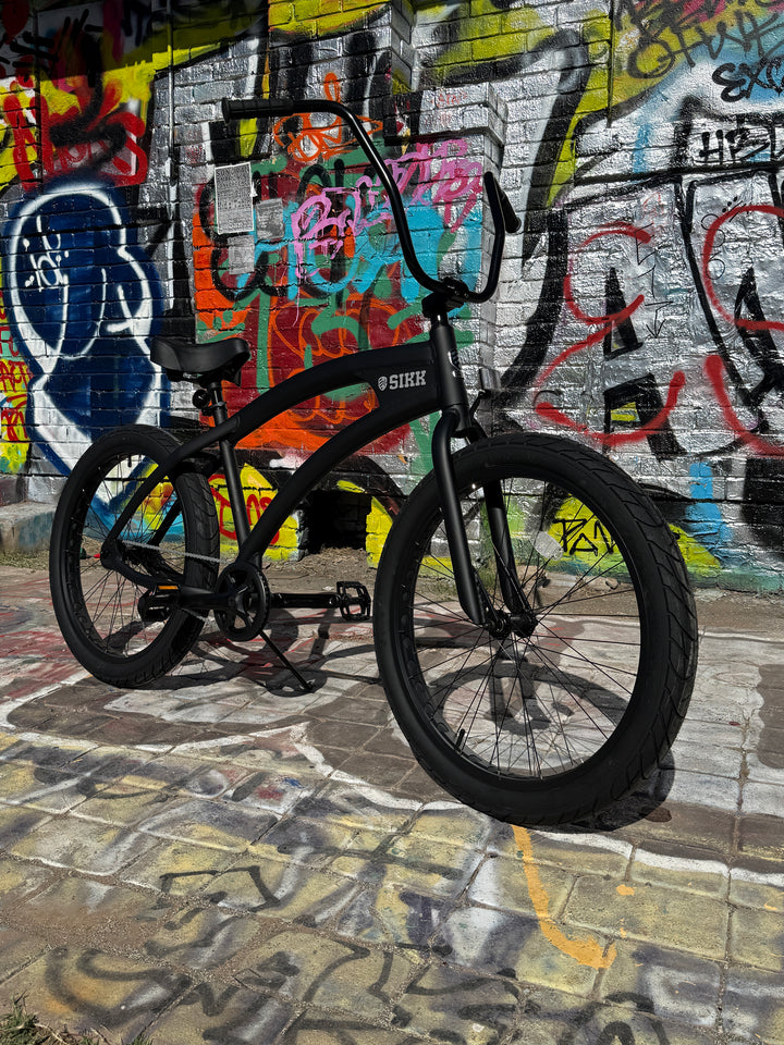 SIKK Wide Ride SS Aluminum Frame Single Speed Flat Black Frame Black Wheels