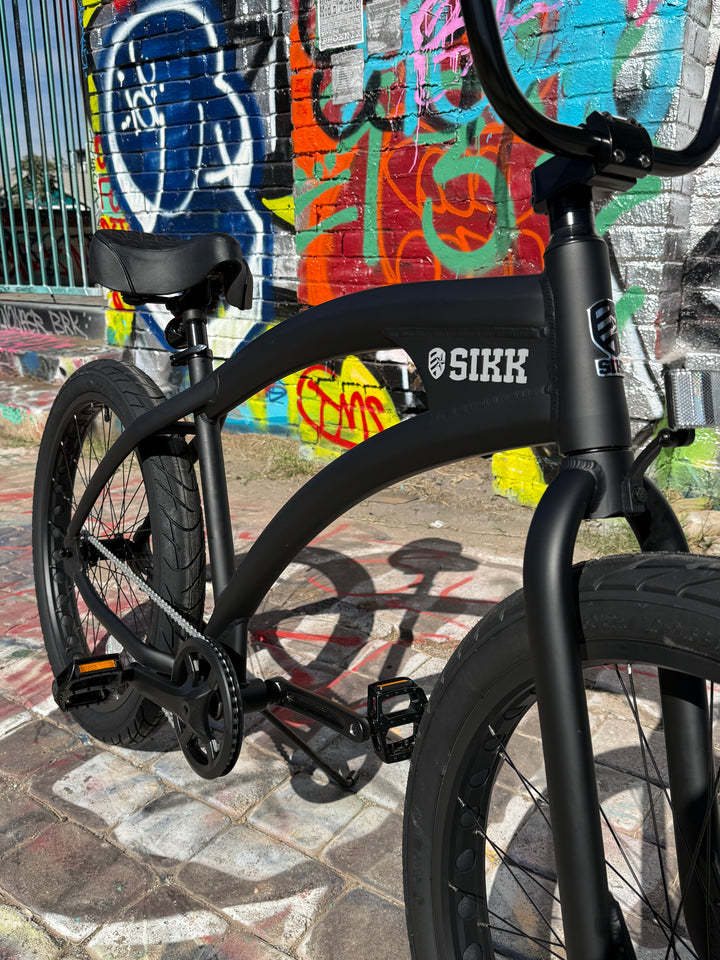 SIKK Wide Ride SS Aluminum Frame Single Speed Flat Black Frame Black Wheels