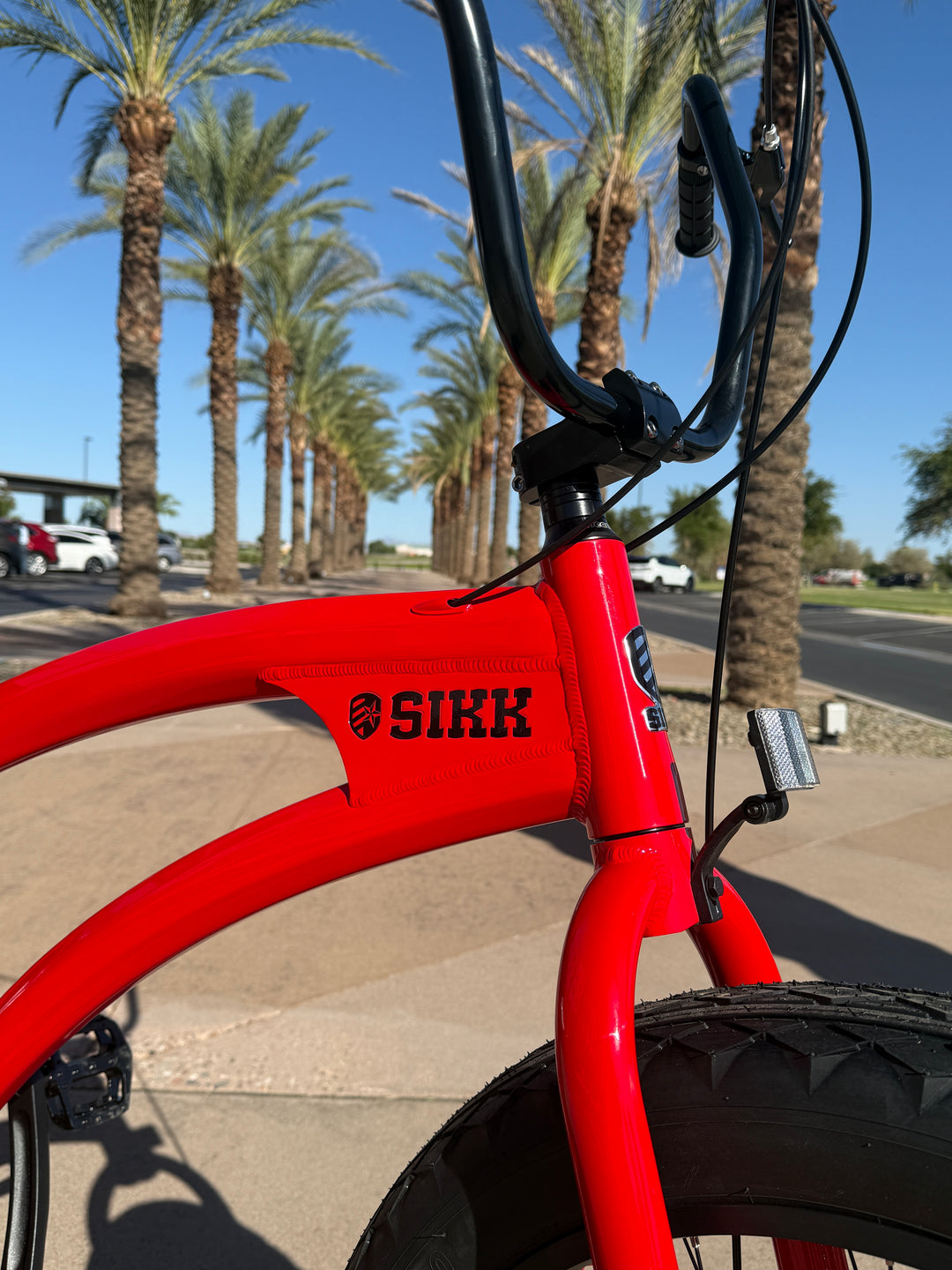 **New Color!** SIKK SS Aluminum Red Frame 7 Speed UFO Fat Tire Cruiser