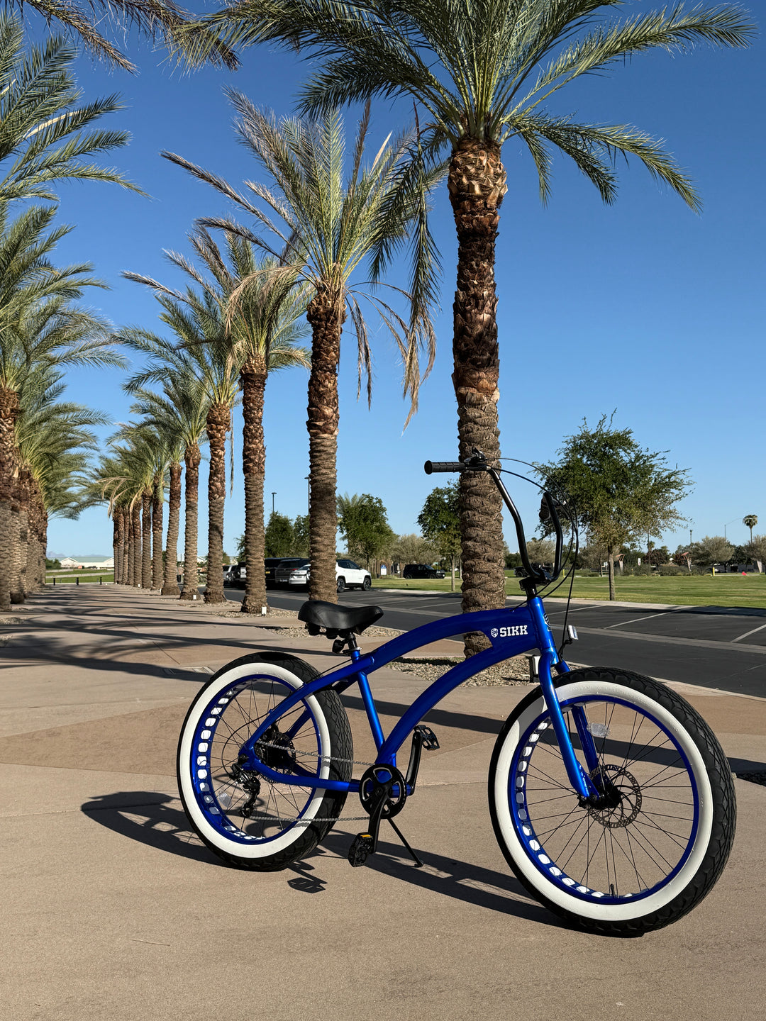 **New Color!** SIKK SS Aluminum Electric Blue Frame 7 Speed UFO Fat Tire Cruiser