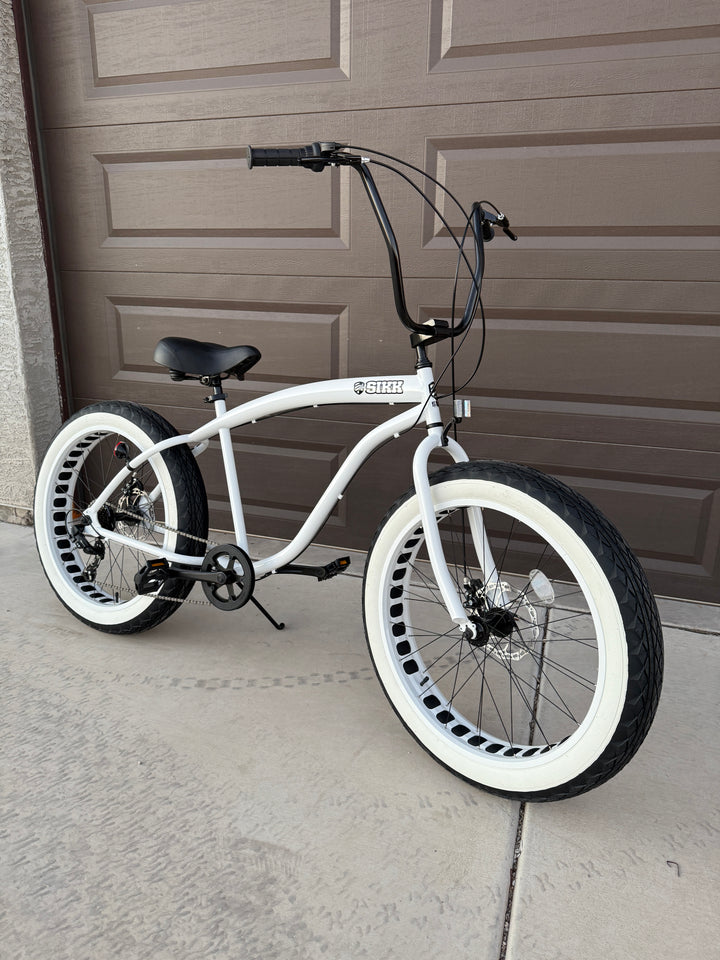 SIKK UFO Men's Fat Tire 7 Speed Cruiser STORMTROOPER - White - SIKK BICYCLES