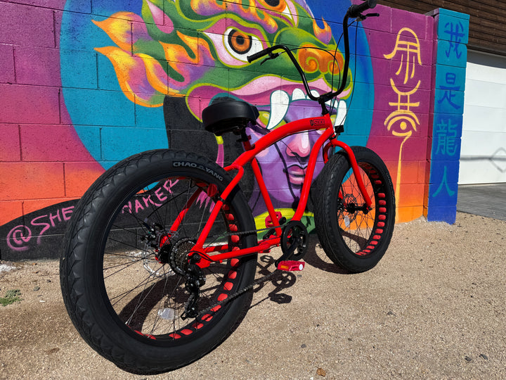 **New Color!** SIKK UFO Fat Tire 7 Speed Red Frame Black Wheels