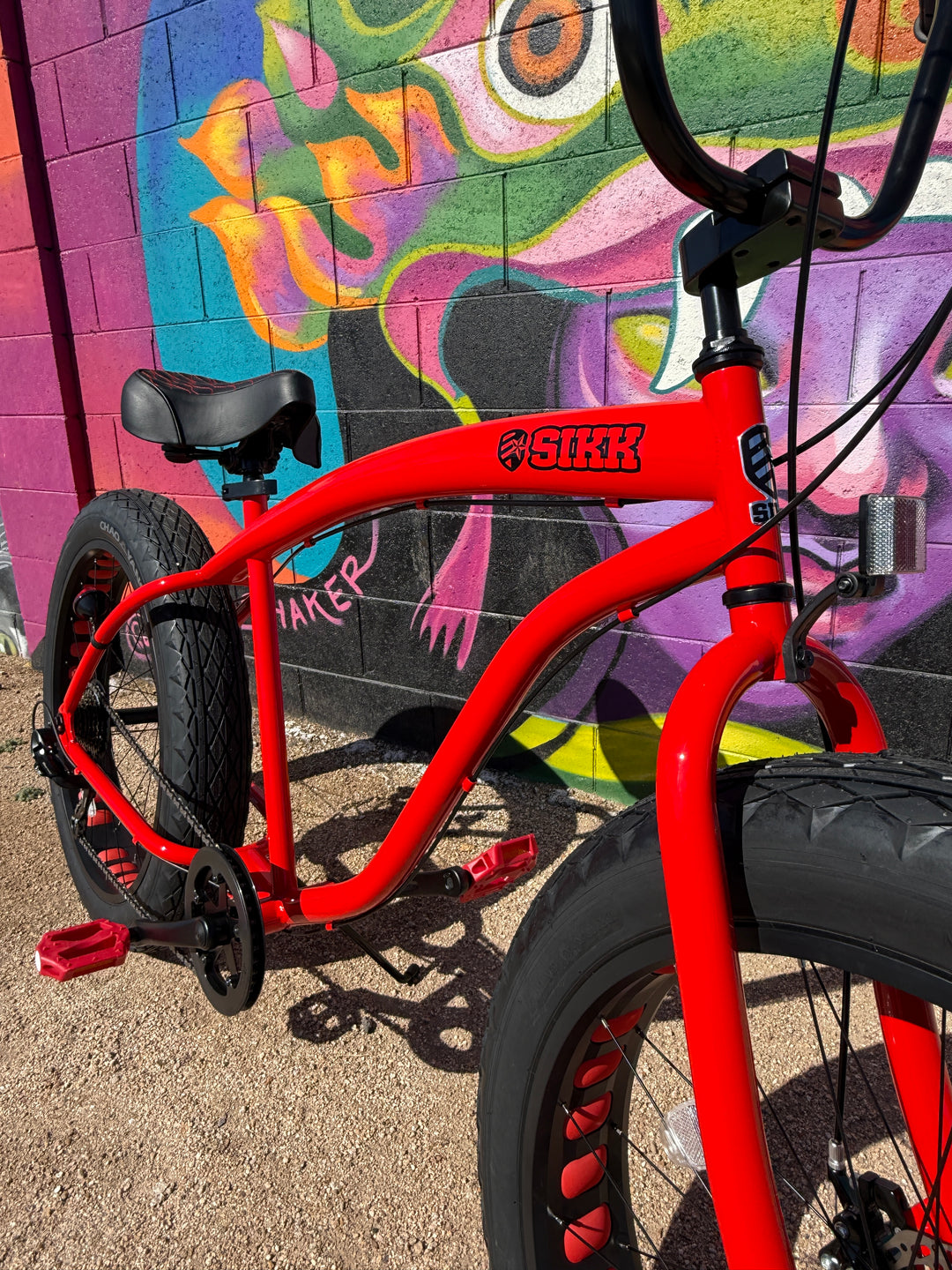 **New Color!** SIKK UFO Fat Tire 7 Speed Red Frame Black Wheels