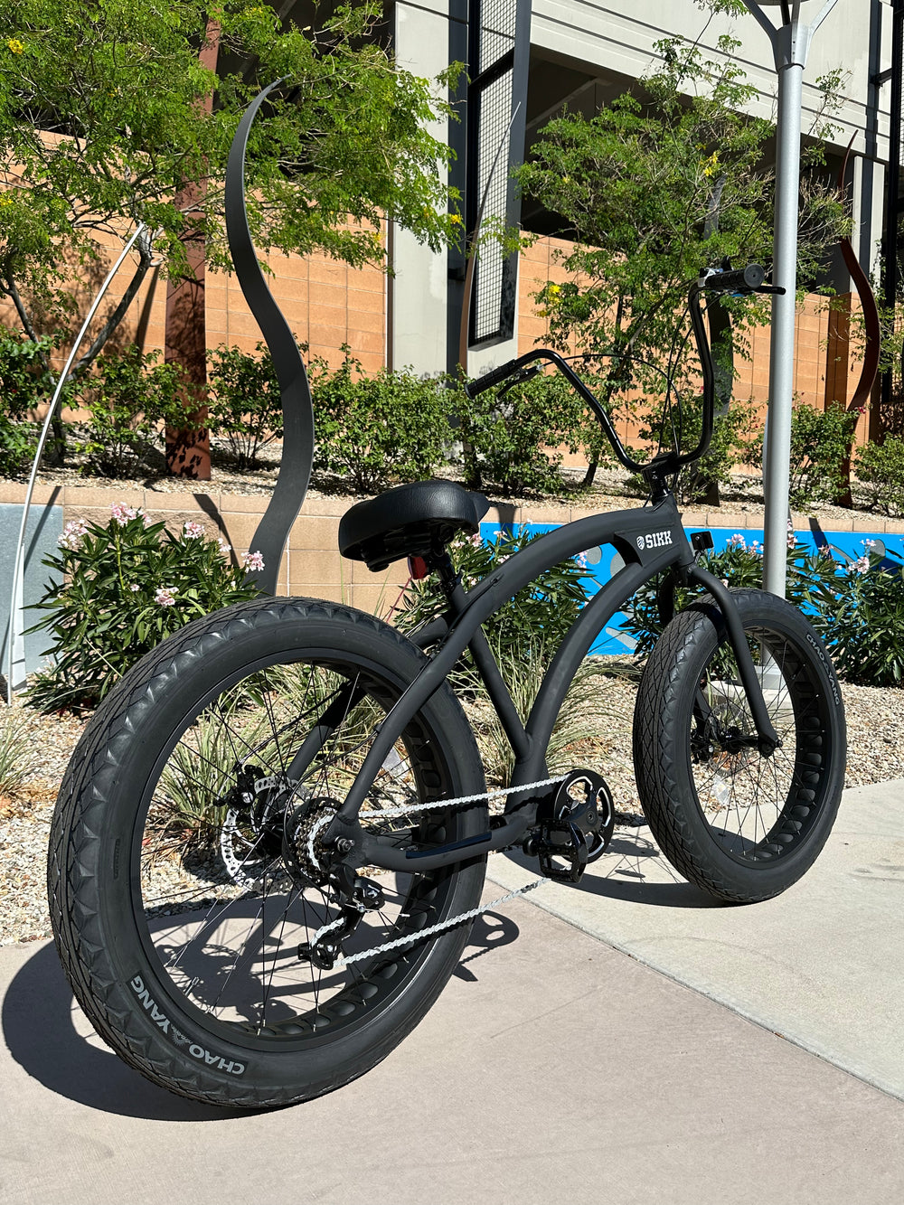 SIKK SS Aluminum Frame Flat Black 7 Speed UFO Fat Tire Cruiser - SIKK BICYCLES