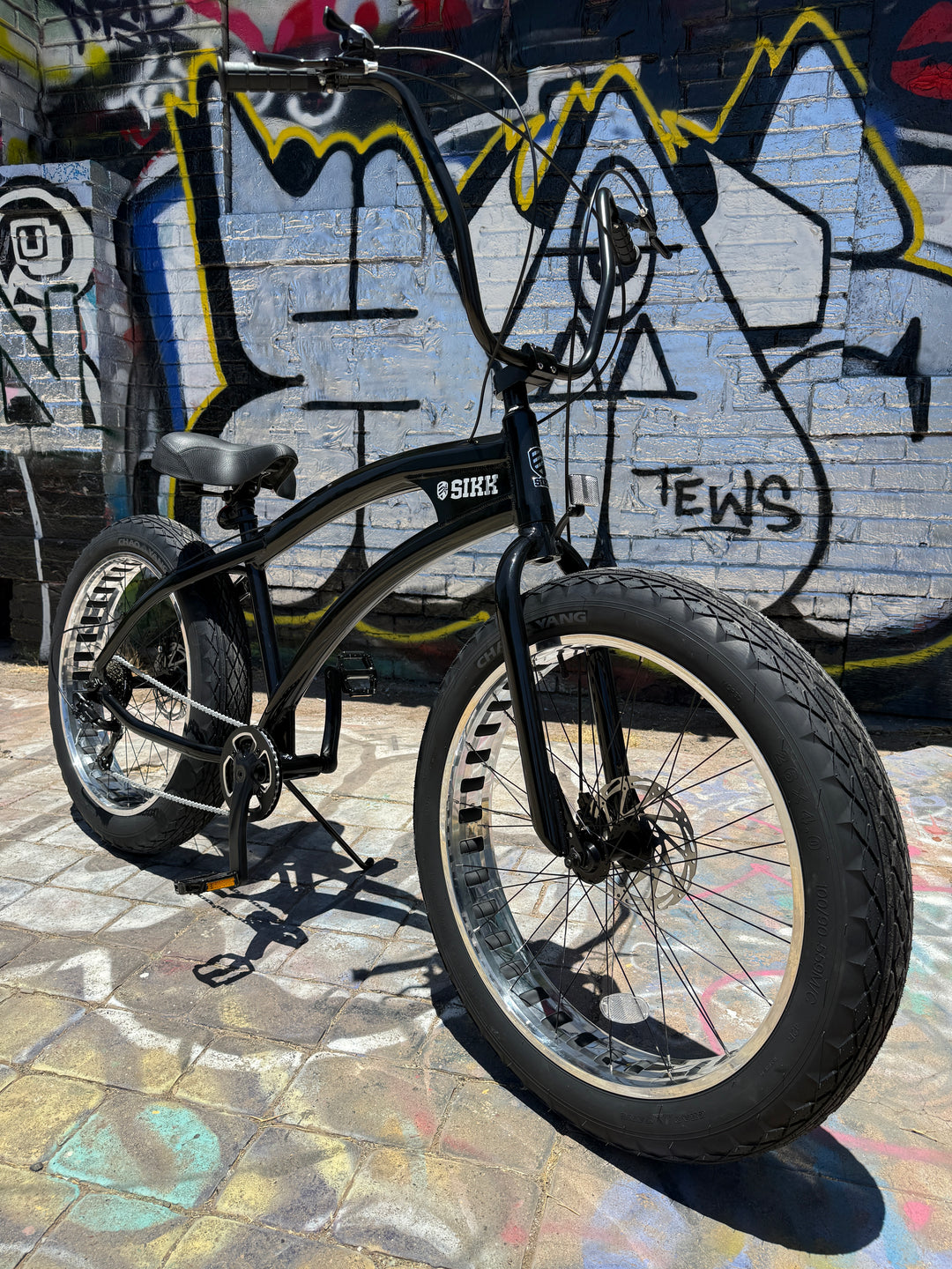 **NEW** SIKK SS Aluminum Frame Gloss Black Polished Wheels 7 Speed UFO Fat Tire Cruiser