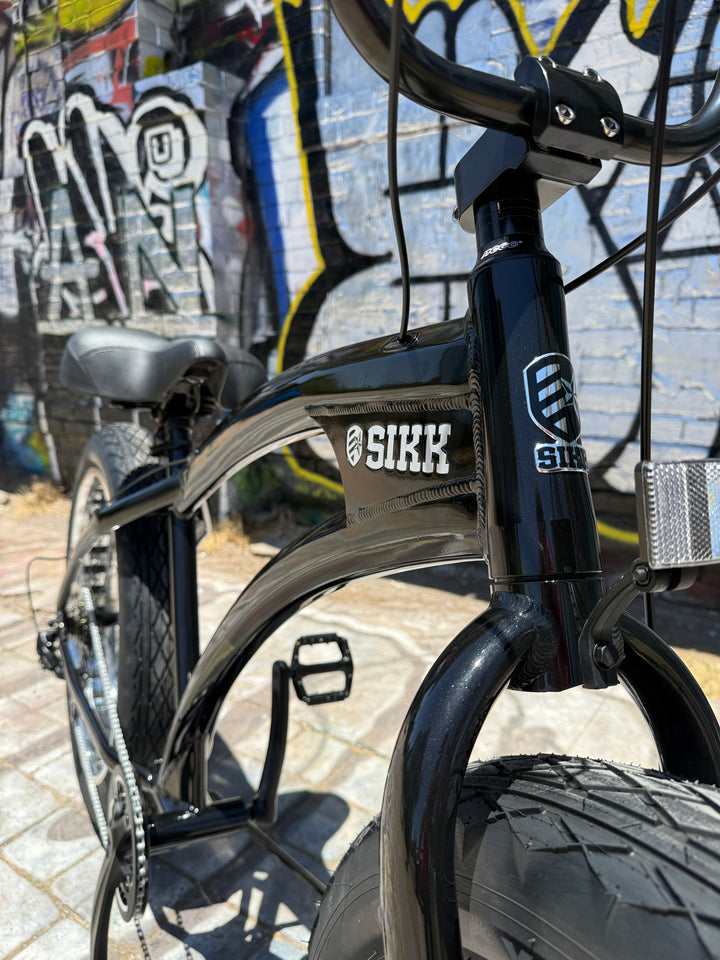 **NEW** SIKK SS Aluminum Frame Gloss Black Polished Wheels 7 Speed UFO Fat Tire Cruiser