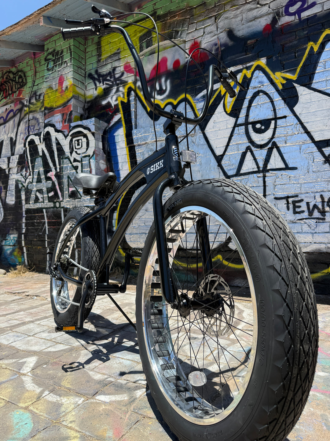 **NEW** SIKK SS Aluminum Frame Gloss Black Polished Wheels 7 Speed UFO Fat Tire Cruiser