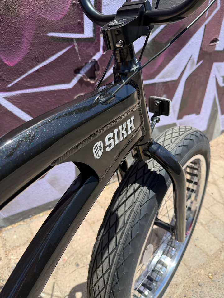 **NEW** SIKK SS Aluminum Frame Gloss Black Polished Wheels 7 Speed UFO Fat Tire Cruiser