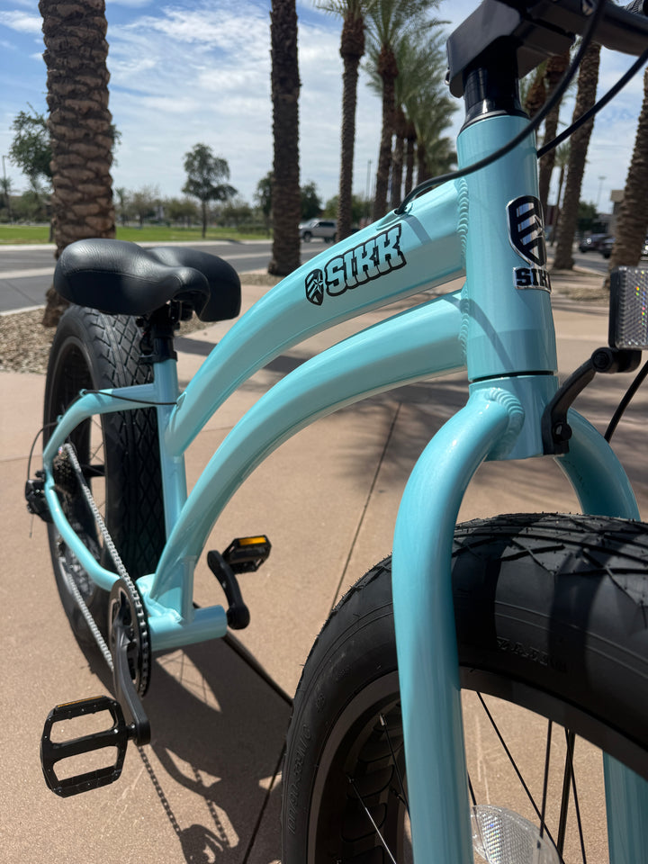 **NEW** SIKK Ladies UFO SS Aluminum Teal Frame 7 Speed Fat Tire Cruiser