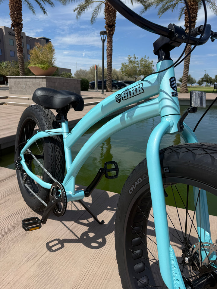**NEW** SIKK Ladies UFO SS Aluminum Teal Frame 7 Speed Fat Tire Cruiser
