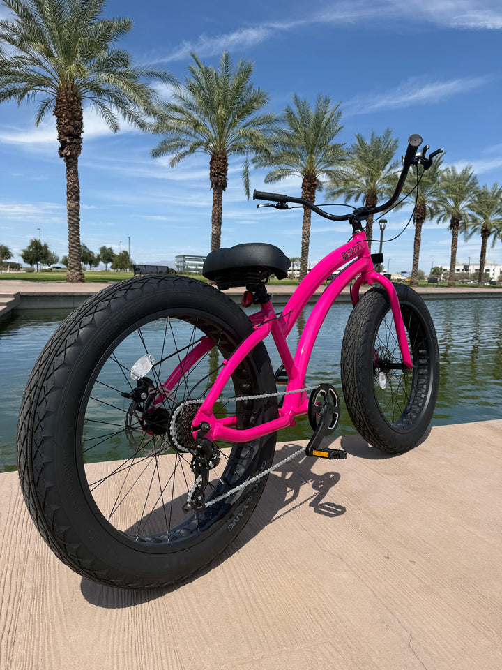 **NEW** SIKK Ladies UFO SS Aluminum Pink Frame 7 Speed Fat Tire Cruiser