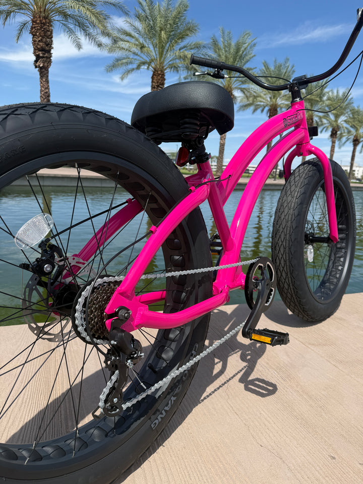 **NEW** SIKK Ladies UFO SS Aluminum Pink Frame 7 Speed Fat Tire Cruiser