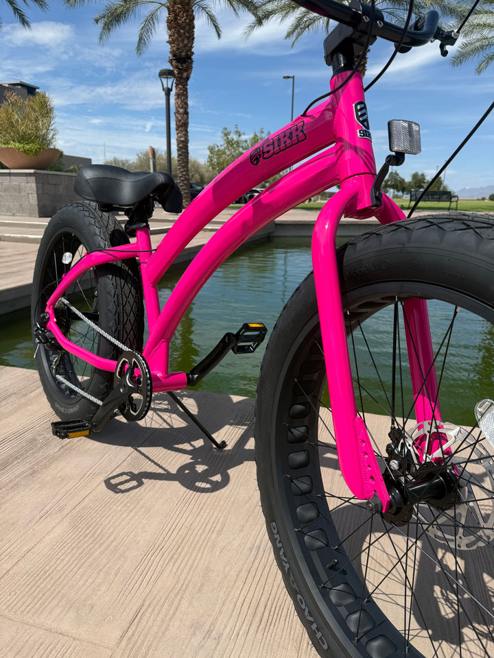 **NEW** SIKK Ladies UFO SS Aluminum Pink Frame 7 Speed Fat Tire Cruiser