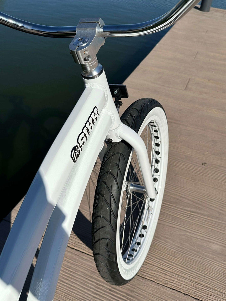 Ladies SIKK Wide Ride SS Aluminum Frame Single Speed White Frame White Wheels Whitewall Tires - SIKK BICYCLES