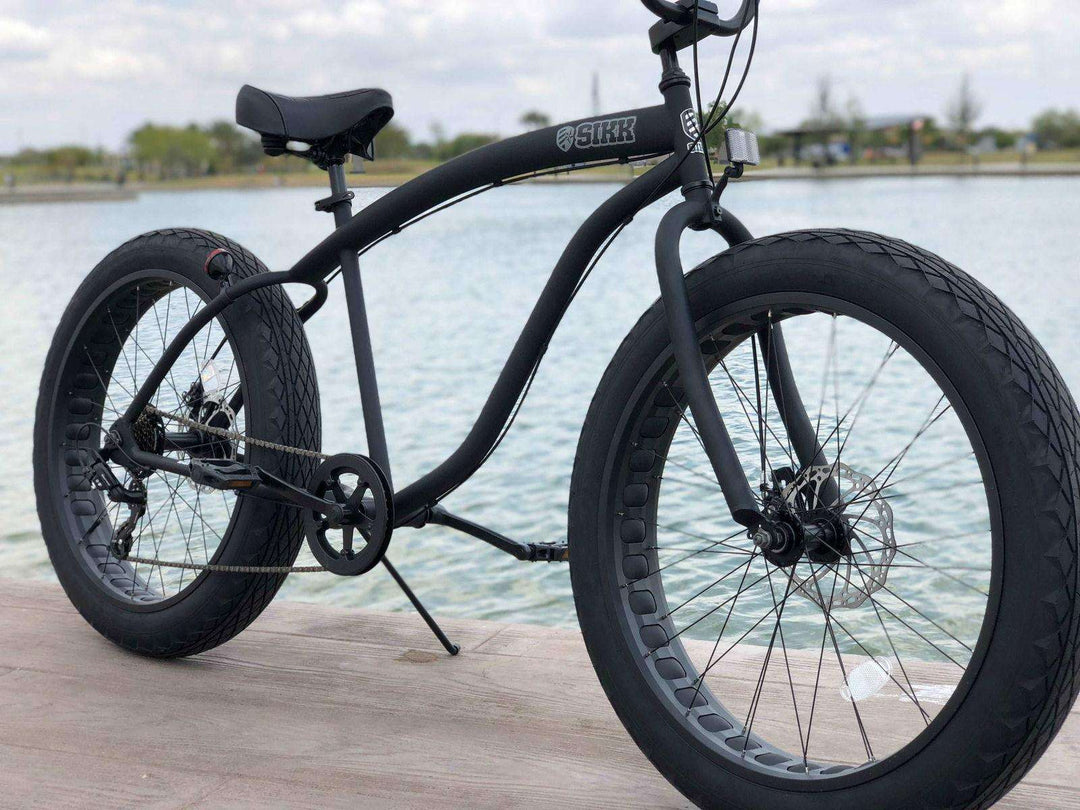 SIKK UFO Fat Tire 7 Speed Flat Black Frame Black Wheels - SIKK BICYCLES