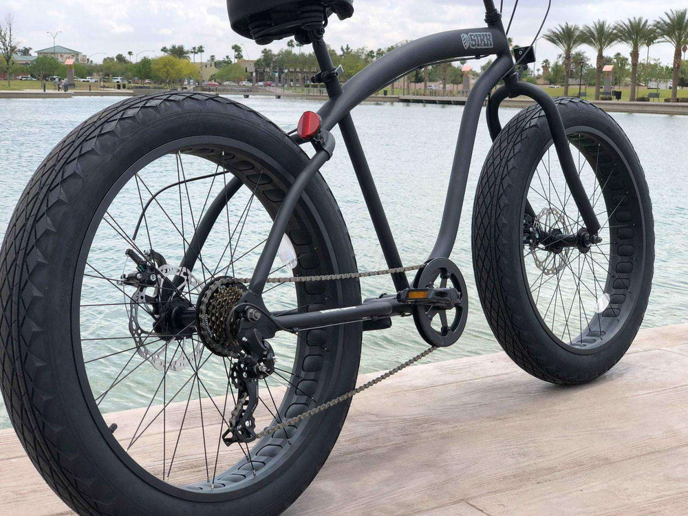 SIKK UFO Fat Tire 7 Speed Flat Black Frame Black Wheels - SIKK BICYCLES