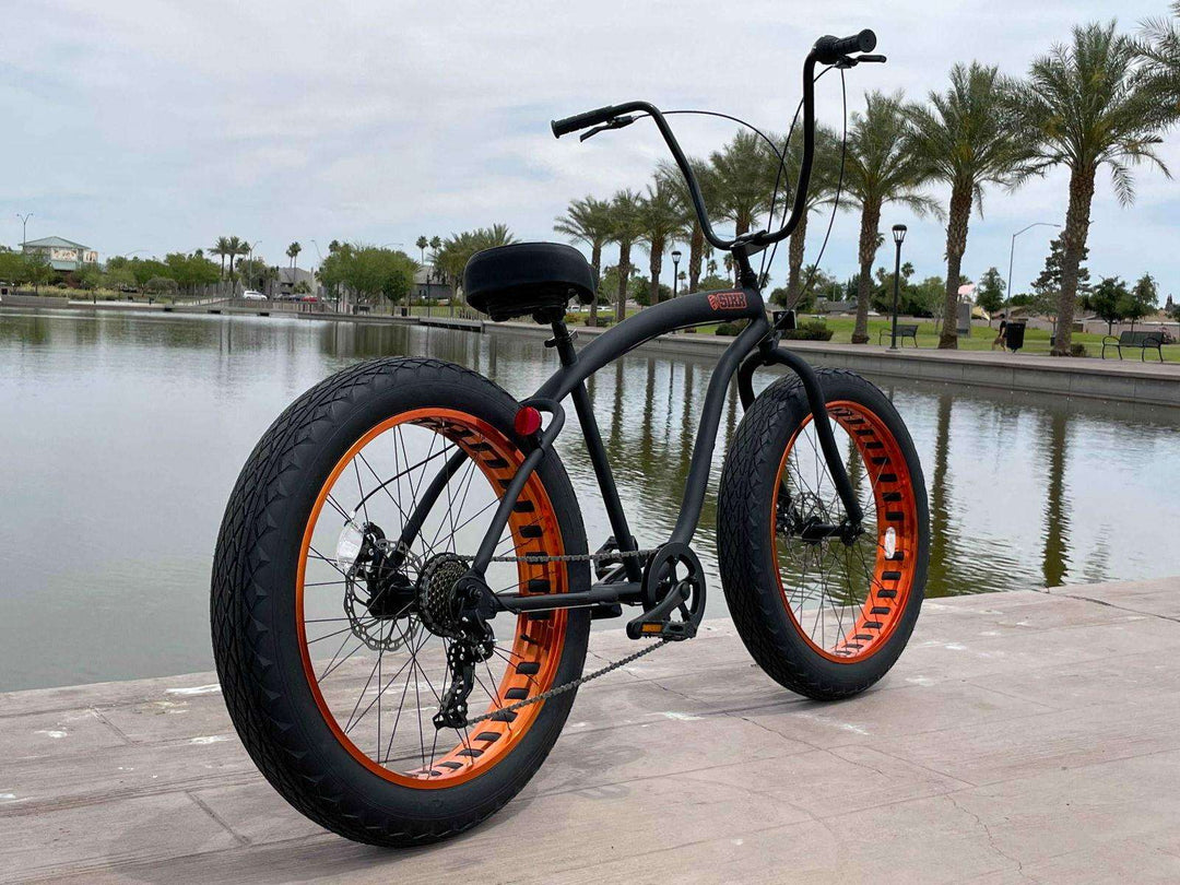 SIKK UFO Fat Tire 7 Speed Flat Black w Copper Wheels - SIKK BICYCLES