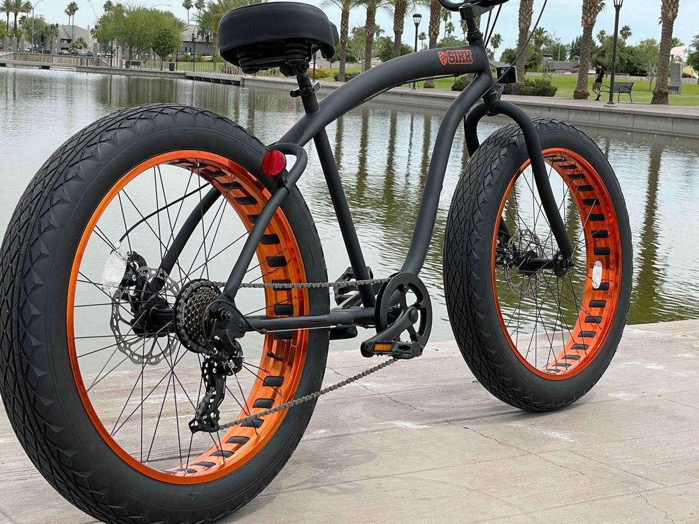SIKK UFO Fat Tire 7 Speed Flat Black w Copper Wheels - SIKK BICYCLES