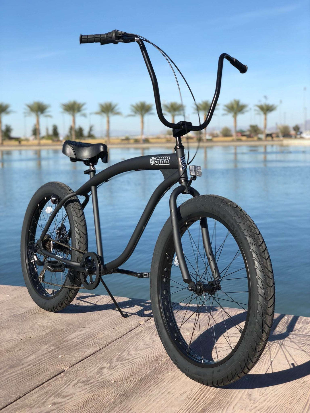 SIKK Wide Ride 7 Speed - Flat Black Frame Black Wheels - SIKK BICYCLES