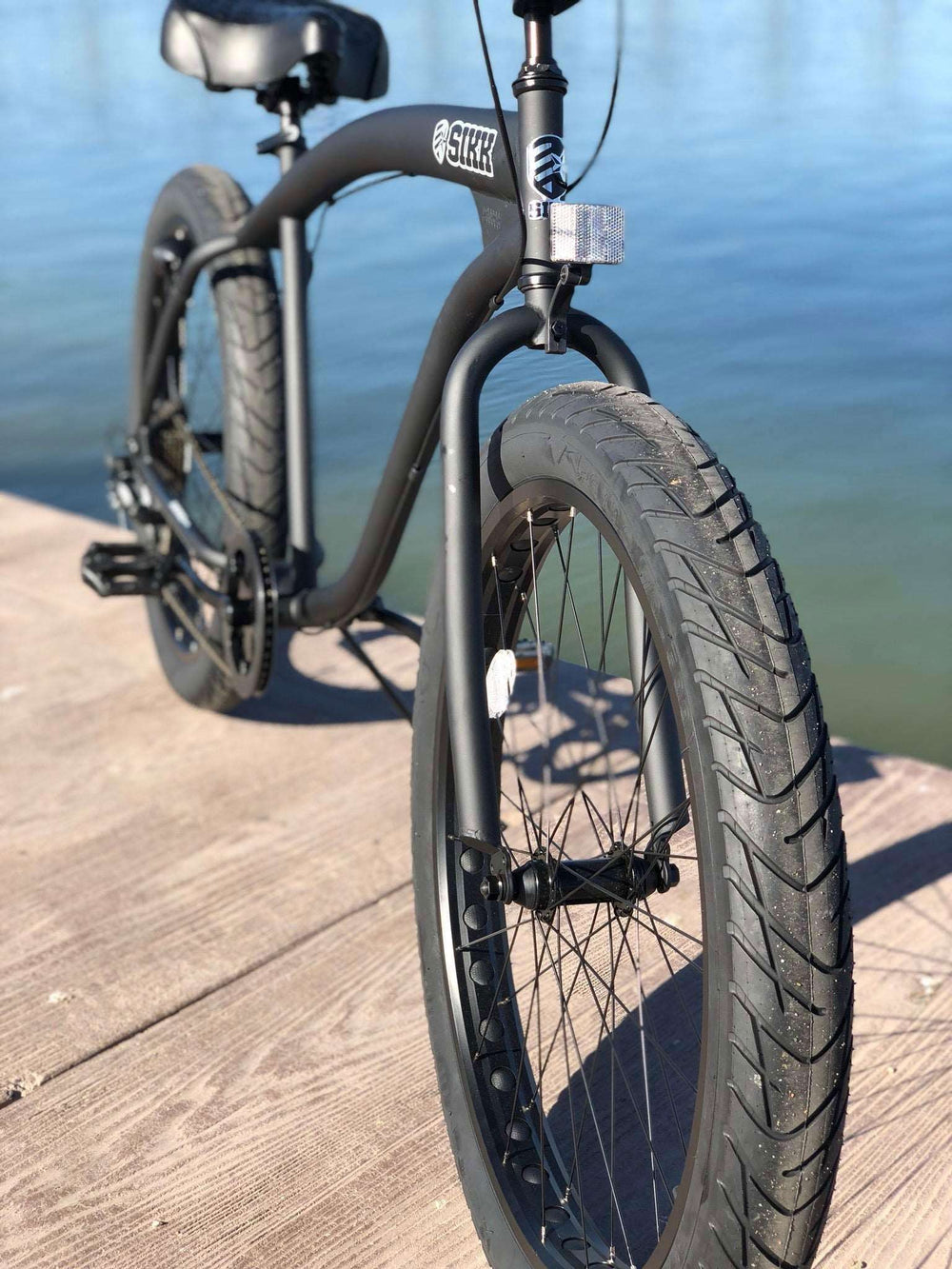 SIKK Wide Ride 7 Speed - Flat Black Frame Black Wheels - SIKK BICYCLES
