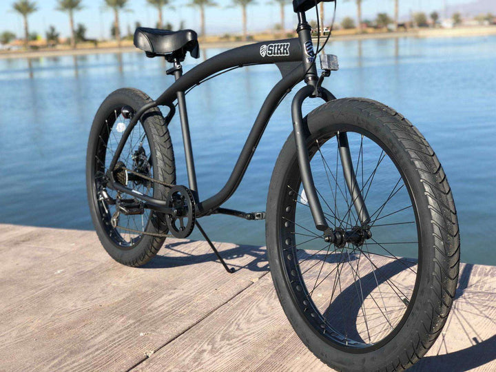 SIKK Wide Ride 7 Speed - Flat Black Frame Black Wheels - SIKK BICYCLES