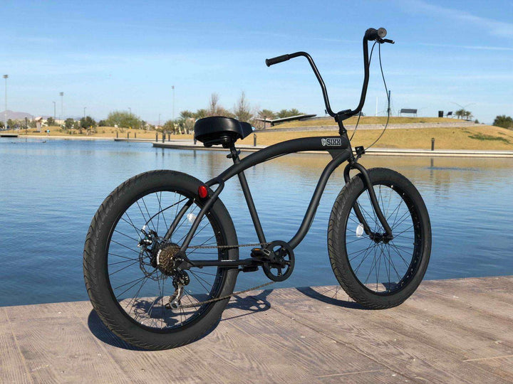 SIKK Wide Ride 7 Speed - Flat Black Frame Black Wheels - SIKK BICYCLES