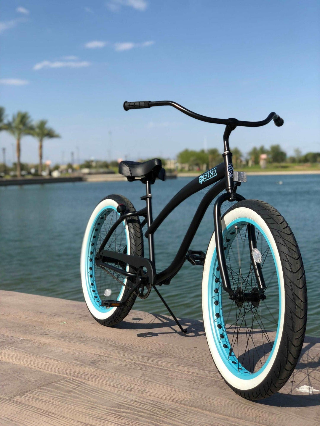 SIKK Wide Ride Ladies - Flat Black Frame Teal Wheels - Single Speed - SIKK BICYCLES