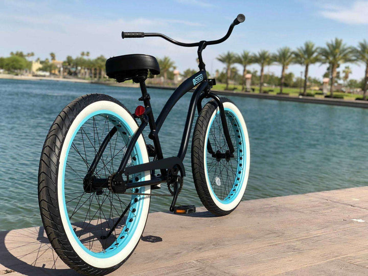 SIKK Wide Ride Ladies - Flat Black Frame Teal Wheels - Single Speed - SIKK BICYCLES