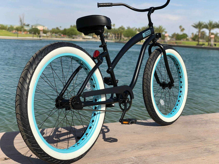 SIKK Wide Ride Ladies - Flat Black Frame Teal Wheels - Single Speed - SIKK BICYCLES