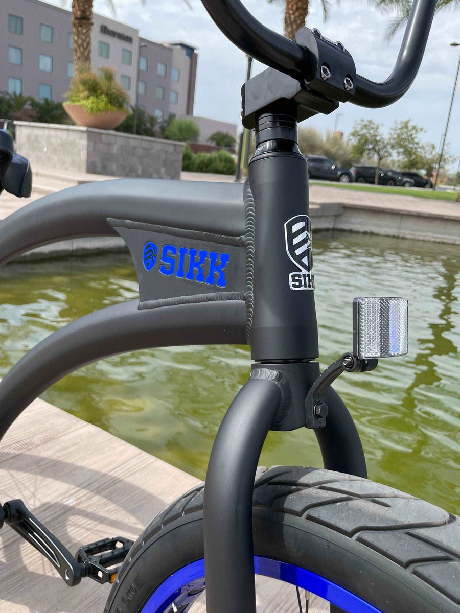 SIKK Wide Ride SS Aluminum Frame Single Speed Flat Black Frame Blue Wh ...