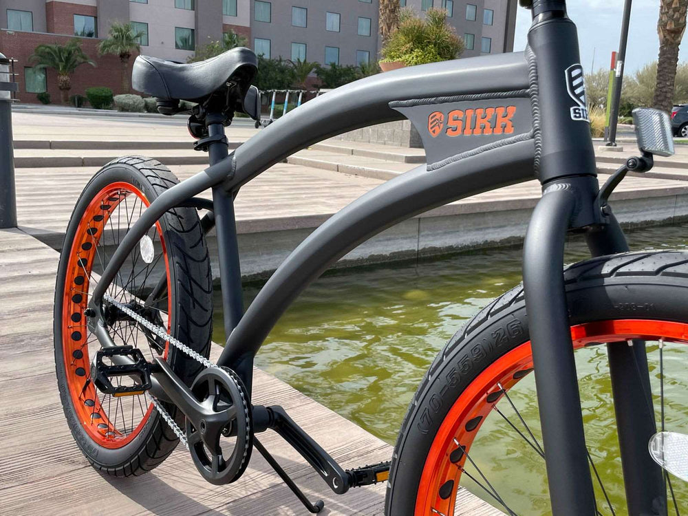 SIKK Wide Ride SS Aluminum Frame Single Speed Flat Black Frame Copper Wheels - SIKK BICYCLES