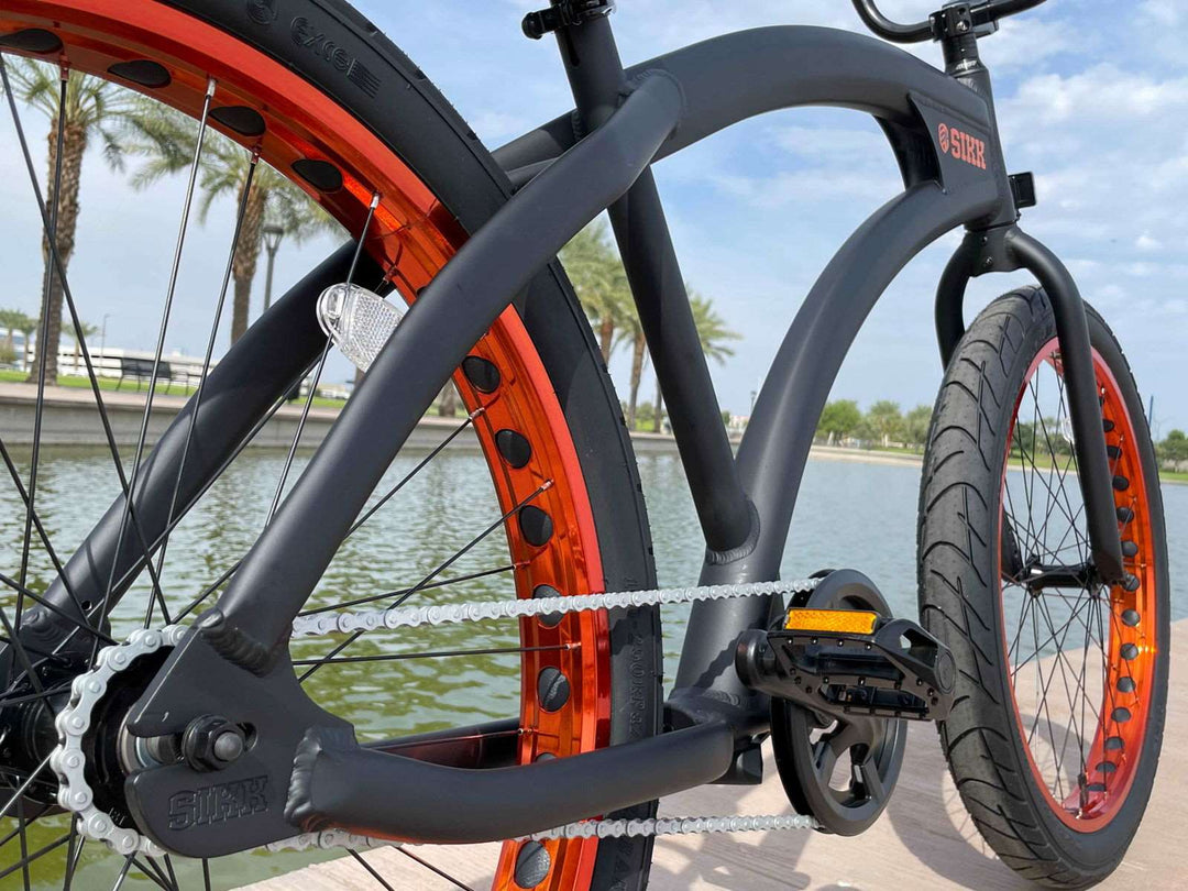 SIKK Wide Ride SS Aluminum Frame Single Speed Flat Black Frame Copper Wheels - SIKK BICYCLES