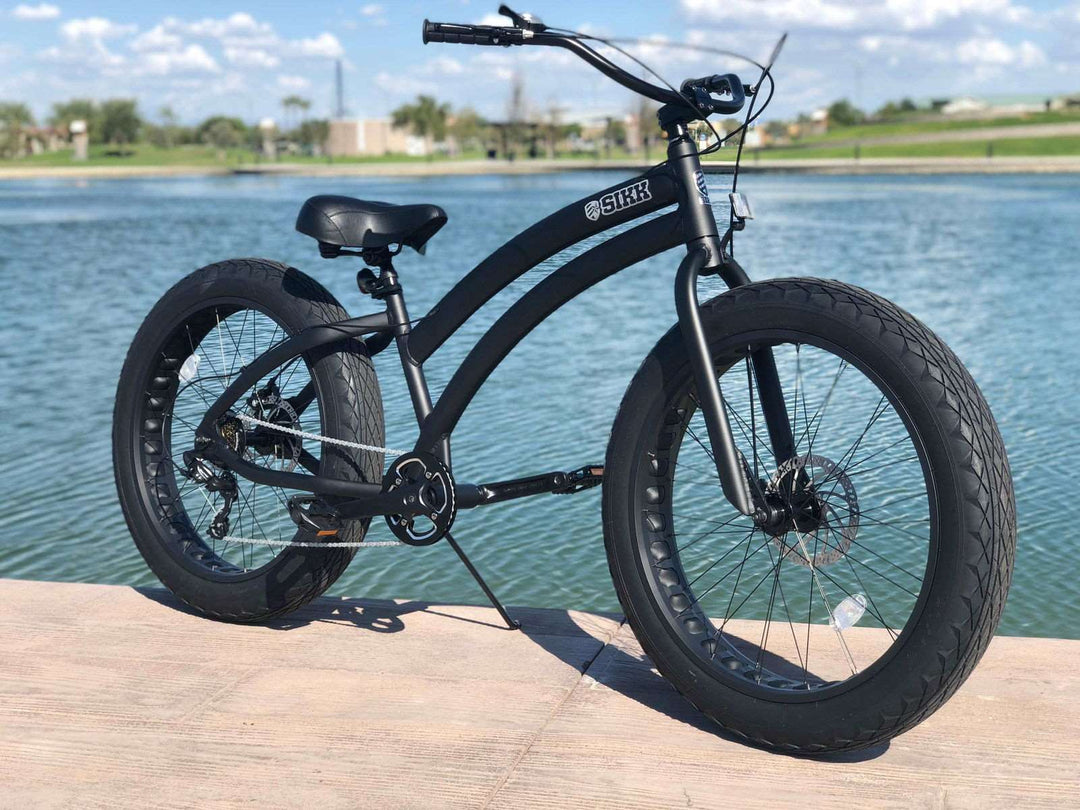 UNISEX Sikk SS Aluminum Frame All Black UNISEX 7 Speed UFO Fat Tire Cruiser - SIKK BICYCLES