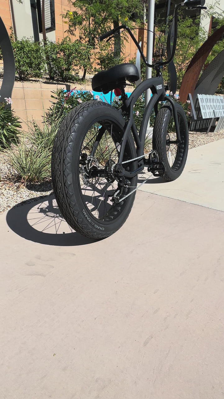 SIKK SS Aluminum Frame Flat Black 7 Speed UFO Fat Tire Cruiser