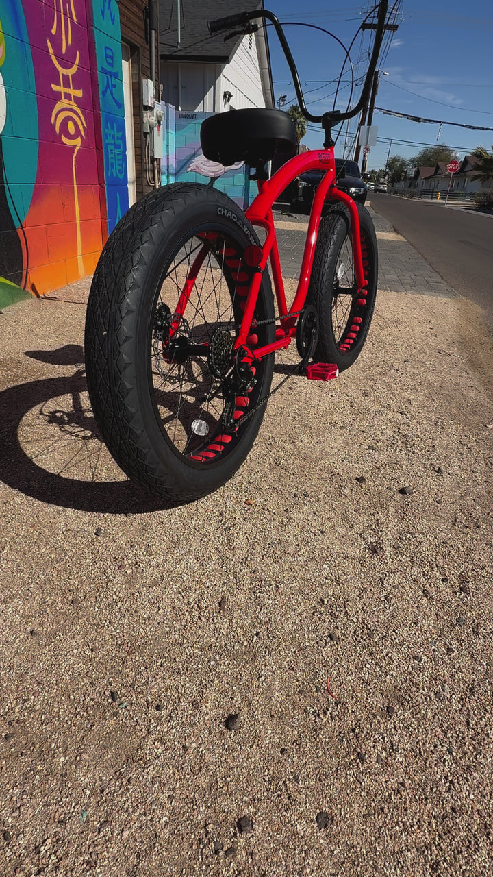 **New Color!** SIKK UFO Fat Tire 7 Speed Red Frame Black Wheels