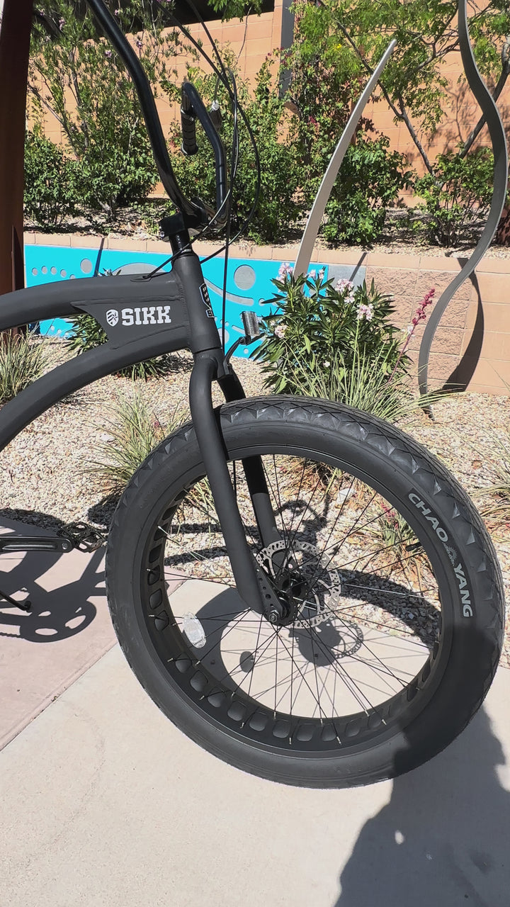 SIKK SS Aluminum Frame Flat Black 7 Speed UFO Fat Tire Cruiser
