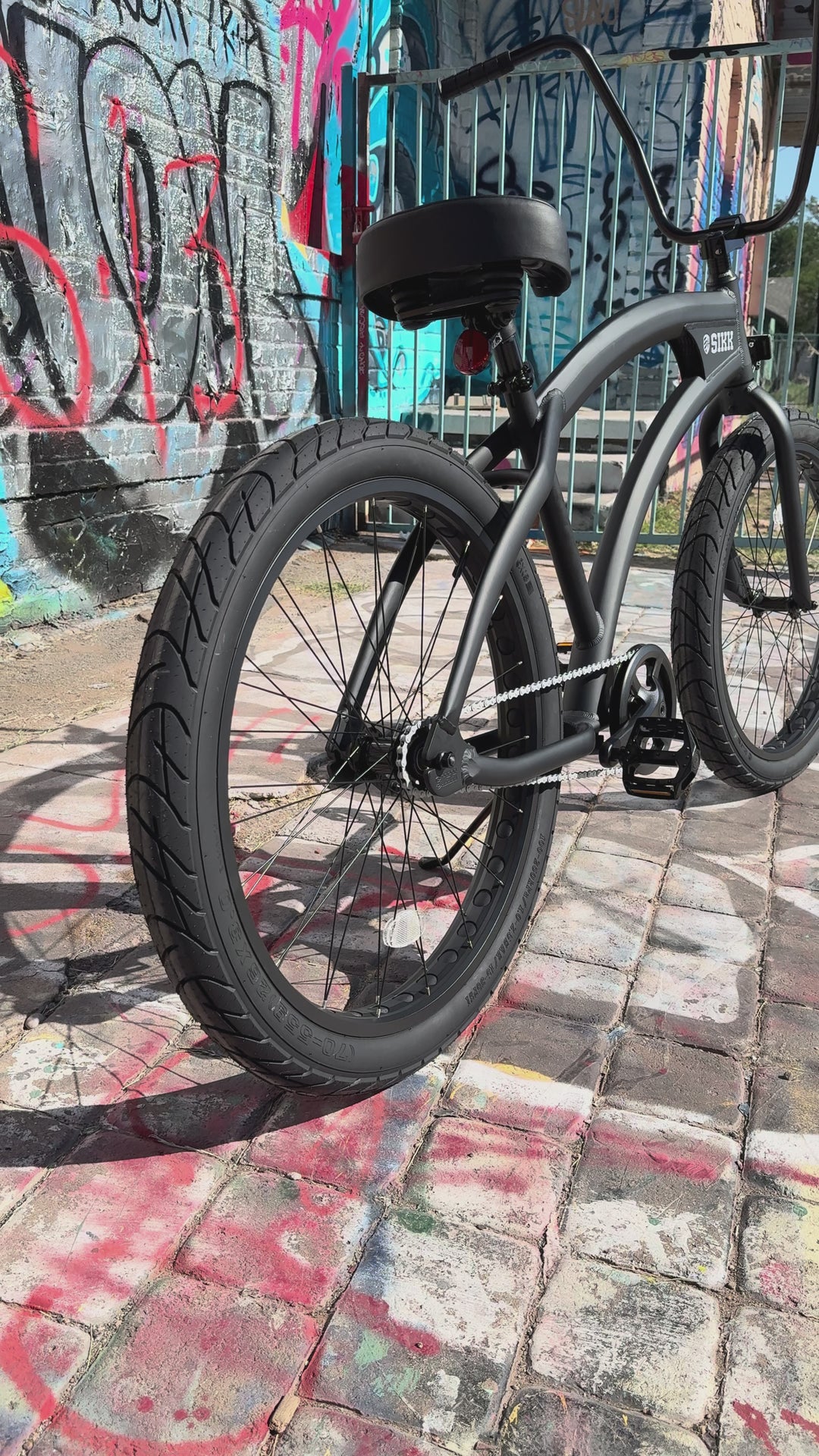 SIKK Wide Ride SS Aluminum Frame Single Speed Flat Black Frame Black Wheels