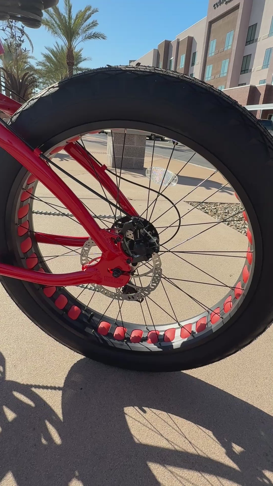 **New Color!** SIKK SS Aluminum Red Frame 7 Speed UFO Fat Tire Cruiser